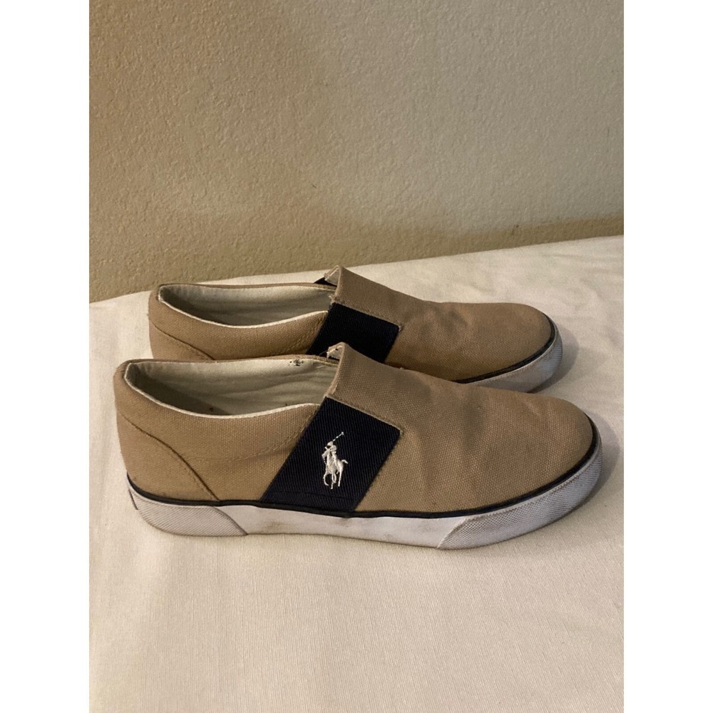 Polo Ralph Lauren Beige Canvas Slip On Shoes Size 4‎ Toddler Casual